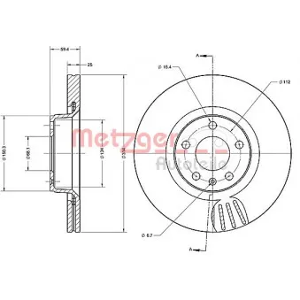 Jeu de 2 disques de frein avant METZGER OEM 4F0615301D