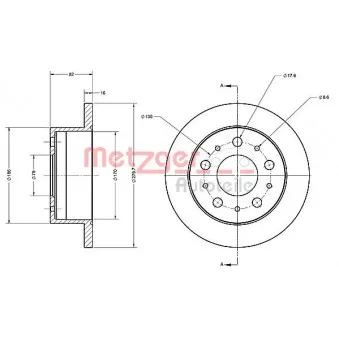 Jeu de 2 disques de frein arrière METZGER OEM 4249A2