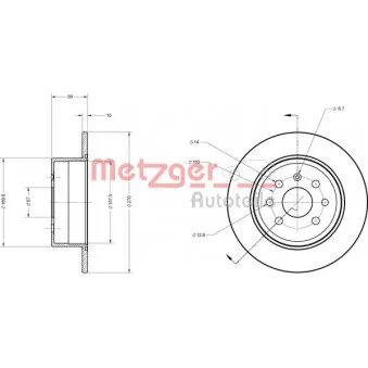 METZGER 6110339 - Jeu de 2 disques de frein arrière