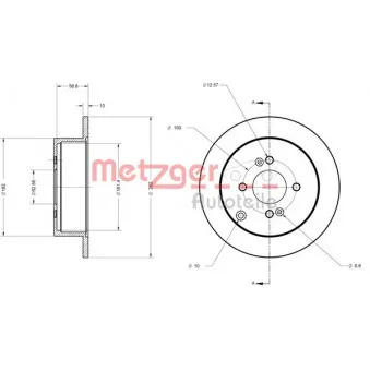 Jeu de 2 disques de frein arrière METZGER 6110343