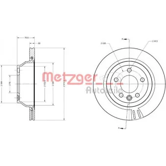 Jeu de 2 disques de frein arrière METZGER OEM 7L6615601E