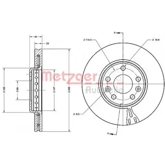 Jeu de 2 disques de frein avant METZGER 6110356 pour RENAULT SCENIC 1.2 TCe - 116cv