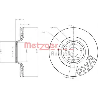 Jeu de 2 disques de frein avant METZGER OEM 4F0615301G