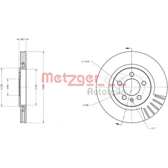 Jeu de 2 disques de frein avant METZGER OEM 1H0615301A