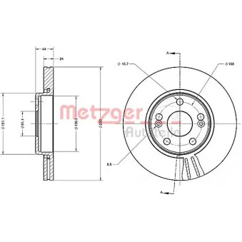 Jeu de 2 disques de frein avant METZGER OEM 7700830283