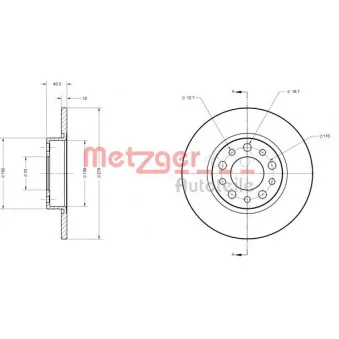 Jeu de 2 disques de frein arrière METZGER OEM 46843610