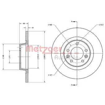 Jeu de 2 disques de frein arrière METZGER OEM 9404249918