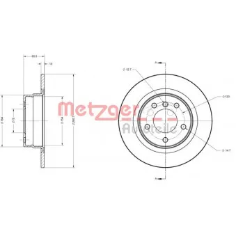 Jeu de 2 disques de frein arrière METZGER OEM 34214031725