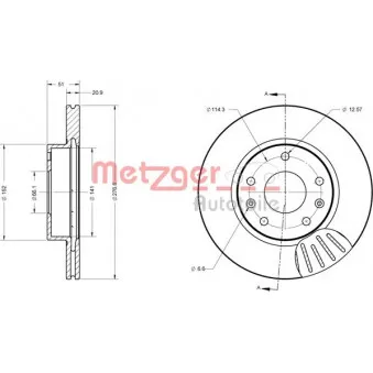 Jeu de 2 disques de frein avant METZGER OEM SDB101070