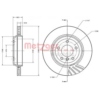 Jeu de 2 disques de frein arrière METZGER OEM 34201166073