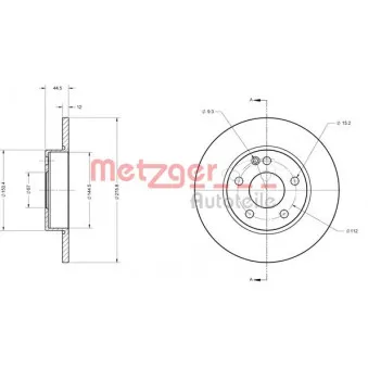 Jeu de 2 disques de frein avant METZGER OEM 1694210012