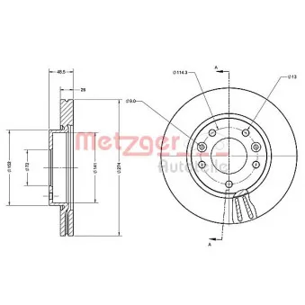 Jeu de 2 disques de frein avant METZGER OEM 0K55B33251