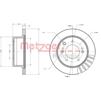 Jeu de 2 disques de frein arrière METZGER OEM 584113E300