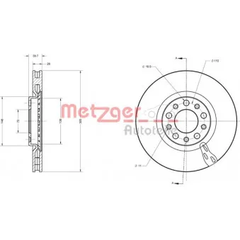 METZGER 6110519 - Jeu de 2 disques de frein avant