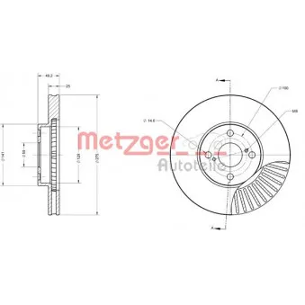 Jeu de 2 disques de frein avant METZGER OEM 4351202080