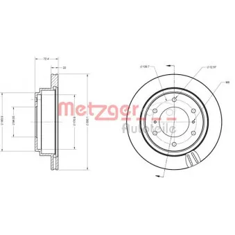 Jeu de 2 disques de frein arrière METZGER 6110549