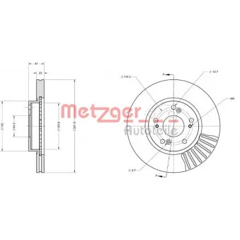 METZGER 6110550 - Jeu de 2 disques de frein avant