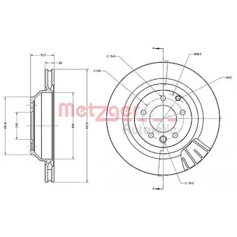 Jeu de 2 disques de frein arrière METZGER OEM 7L8615601