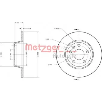 Jeu de 2 disques de frein arrière METZGER OEM 8J0615601