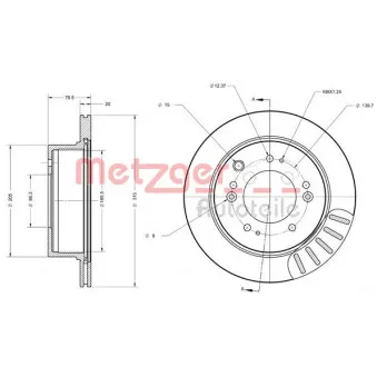 Jeu de 2 disques de frein arrière METZGER OEM 584113E500