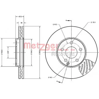 Jeu de 2 disques de frein avant METZGER OEM a2114211212