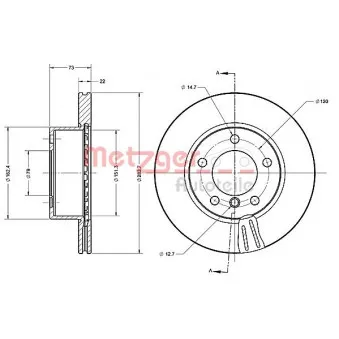 Jeu de 2 disques de frein avant METZGER OEM 34116764629