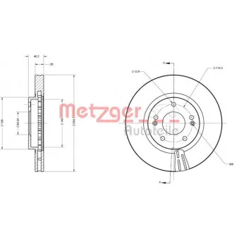 Jeu de 2 disques de frein avant METZGER OEM 5171226100