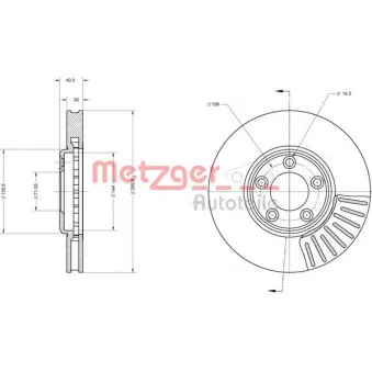 Jeu de 2 disques de frein avant METZGER OEM XR858130