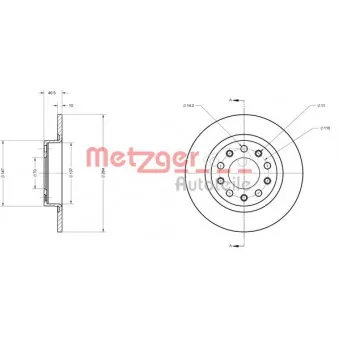 Jeu de 2 disques de frein arrière METZGER OEM 51815313