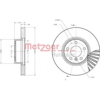 Jeu de 2 disques de frein avant METZGER OEM 34106879122