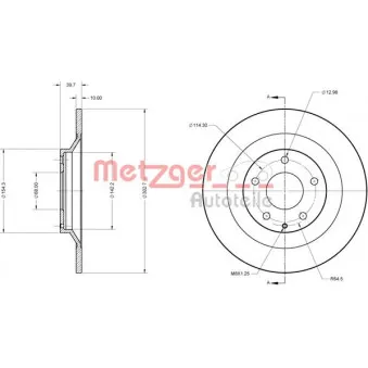 Jeu de 2 disques de frein arrière METZGER OEM K01126251C