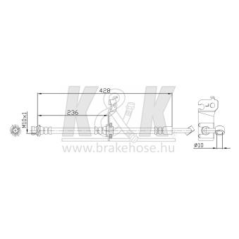 Flexible de frein K&K FT0452 pour KIA PICANTO 1.1 CRDi - 75cv