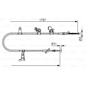 BOSCH 1 987 482 434 - Tirette à câble, frein de stationnement