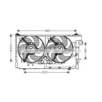 Ventilateur, refroidissement du moteur AVA QUALITY COOLING OEM V22-01-1781