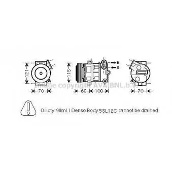 Compresseur, climatisation AVA QUALITY COOLING FTK332