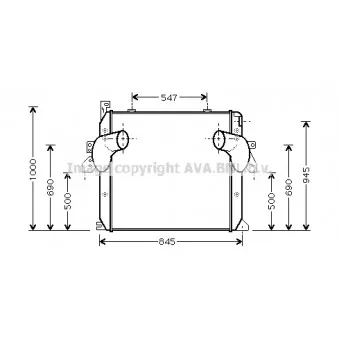 Intercooler, échangeur AVA QUALITY COOLING OEM A9425010701