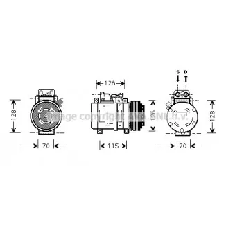 Compresseur, climatisation AVA QUALITY COOLING MSK087 pour SCANIA P,G,R,T - series E 220 - 150cv