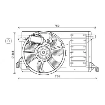 Ventilateur, refroidissement du moteur AVA QUALITY COOLING MZ7554