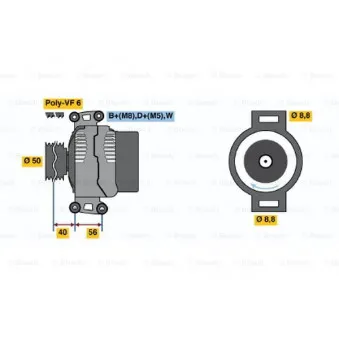 Alternateur BOSCH 0 123 320 051 pour MERCEDES-BENZ CLASSE C C 200 CDI - 102cv