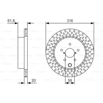 Jeu de 2 disques de frein arrière BOSCH 0 986 479 V05 pour SUBARU WRX STi 2.5 AWD - 301cv
