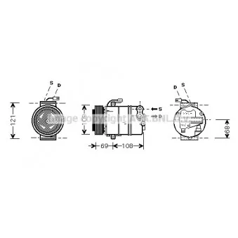 Compresseur, climatisation AVA QUALITY COOLING OLK358 pour OPEL ASTRA 1.7 CDTI - 80cv