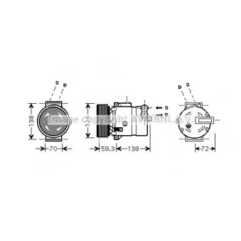 Compresseur, climatisation AVA QUALITY COOLING OEM 1135247