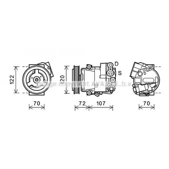 Compresseur, climatisation AVA QUALITY COOLING OLK595 pour OPEL ASTRA 1.4 - 101cv
