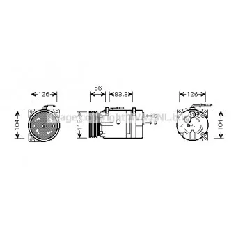 Compresseur, climatisation AVA QUALITY COOLING RTK310 pour RENAULT SCENIC 1.6 i - 75cv