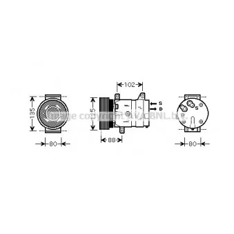Compresseur, climatisation AVA QUALITY COOLING RTK367 pour RENAULT MEGANE 1.4 - 75cv
