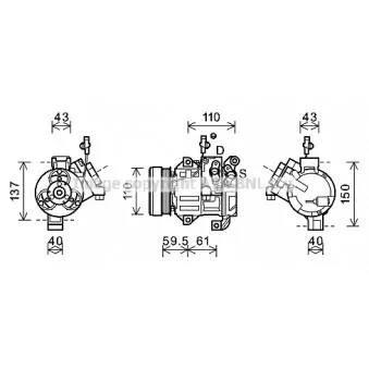 Compresseur, climatisation AVA QUALITY COOLING OEM 9520064JB0
