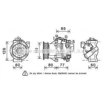 Compresseur, climatisation AVA QUALITY COOLING OEM 8831002390