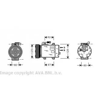 Compresseur, climatisation AVA QUALITY COOLING VOK029 pour RENAULT SCENIC 1.9 DTI - 98cv