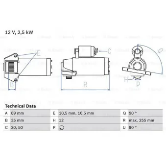 Démarreur BOSCH 0 986 025 200 pour FORD TRANSIT 2.2 TDCi [RWD] - 100cv