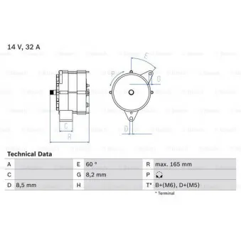 Alternateur BOSCH 0 986 030 140 pour PEUGEOT 307 2.0 HDI 110 - 107cv